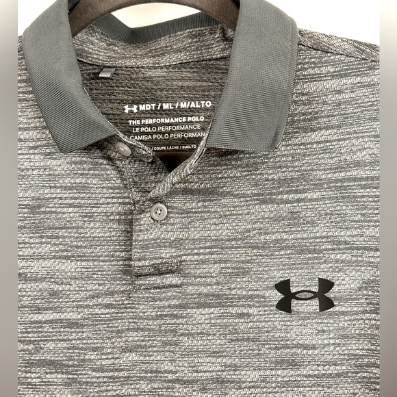 Under Armour Men’s The Performance Polo Heather Grey Medium Tall - Picture 2 of 5